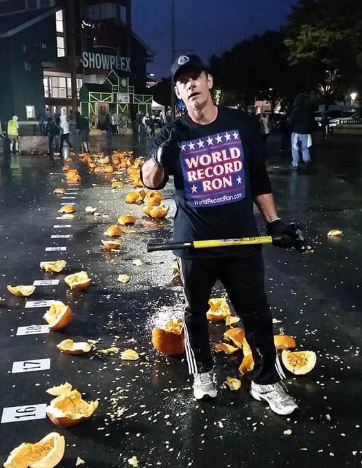 Ron Sarchian World Record Most Pumpkins Smashed in One Minute