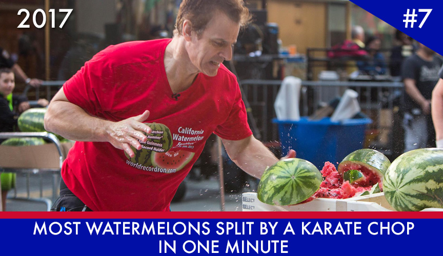 Ron Sarchian World Record Most Watermelons Split by a Karate Chop in One Minute