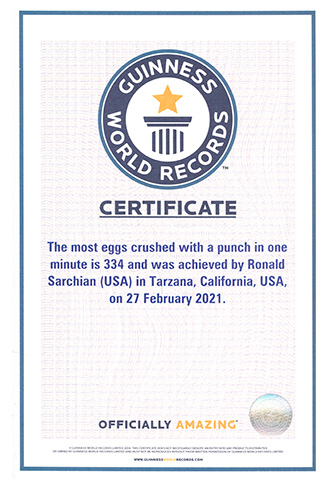 Guinness World Record Certificate Eggs Crushed 2021