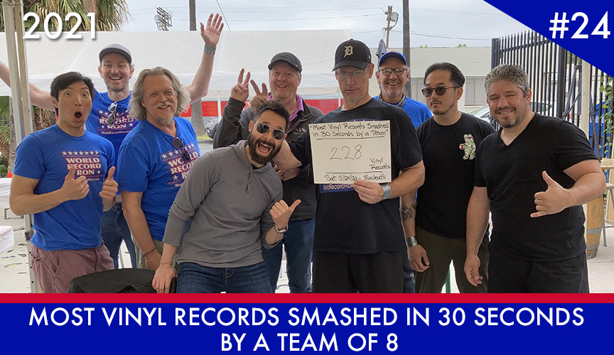 Most Vinyl Records Smashed in 30 Seconds by a Team of 8