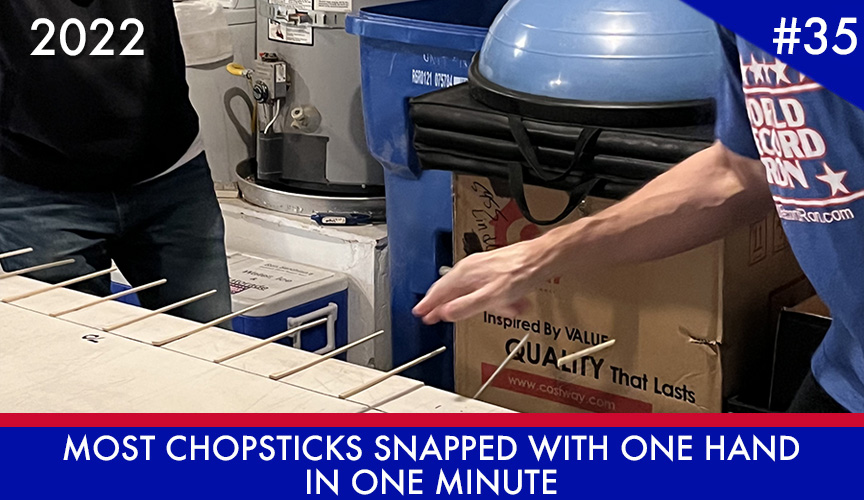 Most Chopsticks Snapped with One Hand in One Minute