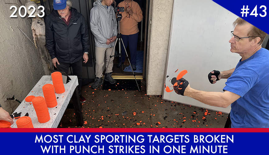 Most clay sporting targets broken with punch strikes in one minute